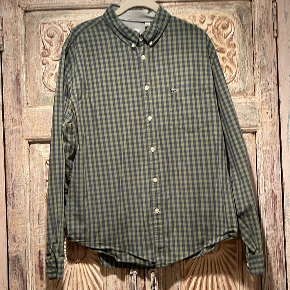 NWOT Lacoste 100% Cotton Plaid Button Down Shirt /XL/